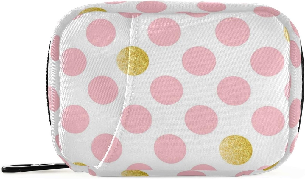 Pink Golden Polka Dots Pills Box 7 dan tablete zaboj vrečka potovalne tablete Organizator vrečka z zipper prenosljiv tedenski primer kompaktna velikost za vitamin dodatek imetnik
