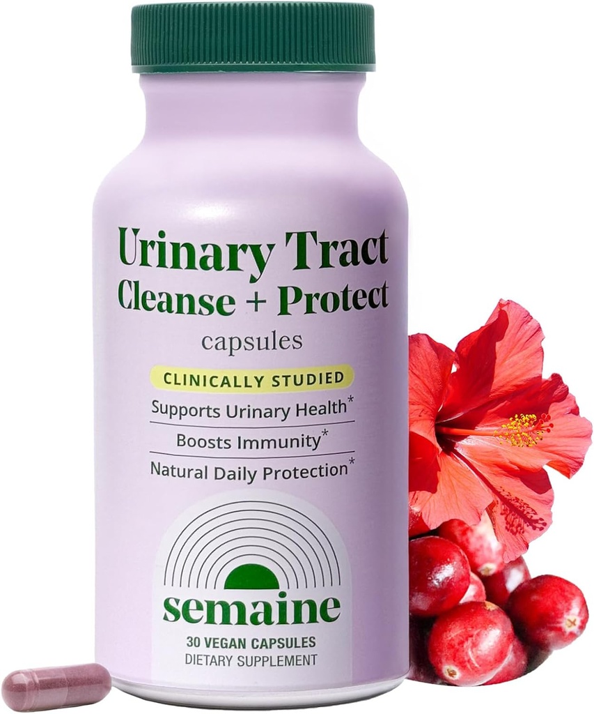 Semain Semain Tract Cleanse & Protect – 30 ct, Bladder podpora dodatek za ženske, Flushes Sein Tract. Združuje Cranberry Proanthocianidins s Hibiscus.