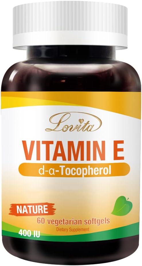 Lovita Vitamin E 400 i.e. softgels, naravni 268 mg (kot D alfa tokoferol), vegan za zdravo kožo, lase, nohti in imunski sistem podpora, 60 vegetarijanski mehki