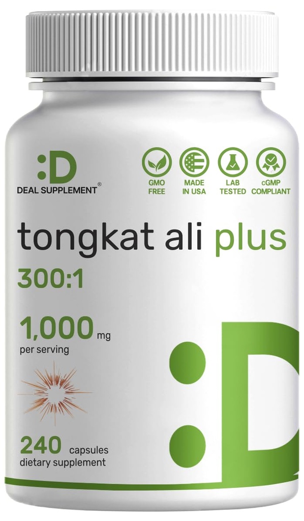 Tongkat Ali Extract 300:1 s Horny Kozel plevel 1,100mg – Indonezijski Longjack Eurycoma Longifolia Root – ekstra moč Zeliščni dodatek za energijo