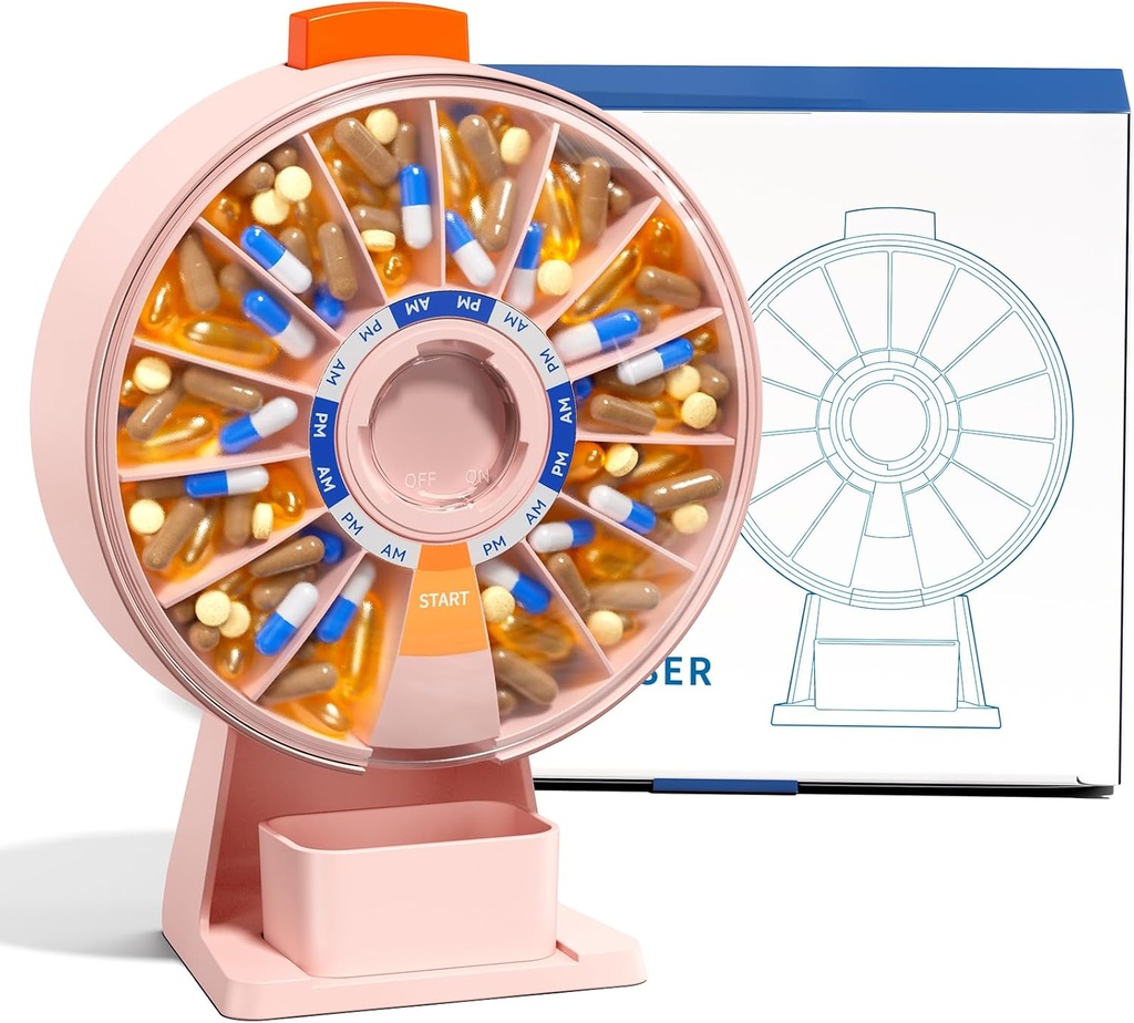 Odaro velike tablete Dispenser, Tedenska tablete Organizator 7 dan Am Pm / 14 dan tablete Box, Daily Medicine tablete Organizator z Wall-Mounted ali Stalna uporaba za vitamine, dodatek, Medicine - Pink