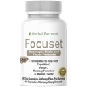 Fokuset Nootropics Brain and Focus Formula. 90 Kapsule Dimetilaminoetanol (DMAE Bitartrate), L-glutamin, L-tirozin, GABA, Bacopa in več, bela