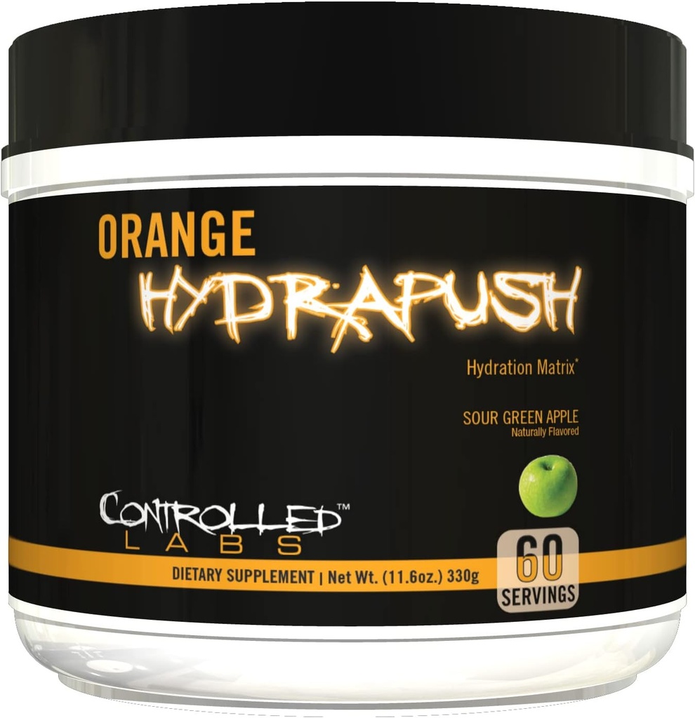 KONTROLIRAN LABS Orange HydraPush Electrolyte Powder, 60 Serving - Napredno Hydrating recovery - Coconut Voda & Taurine - povečanje energije in povečanje vzdržljivosti (Sour Green Apple)