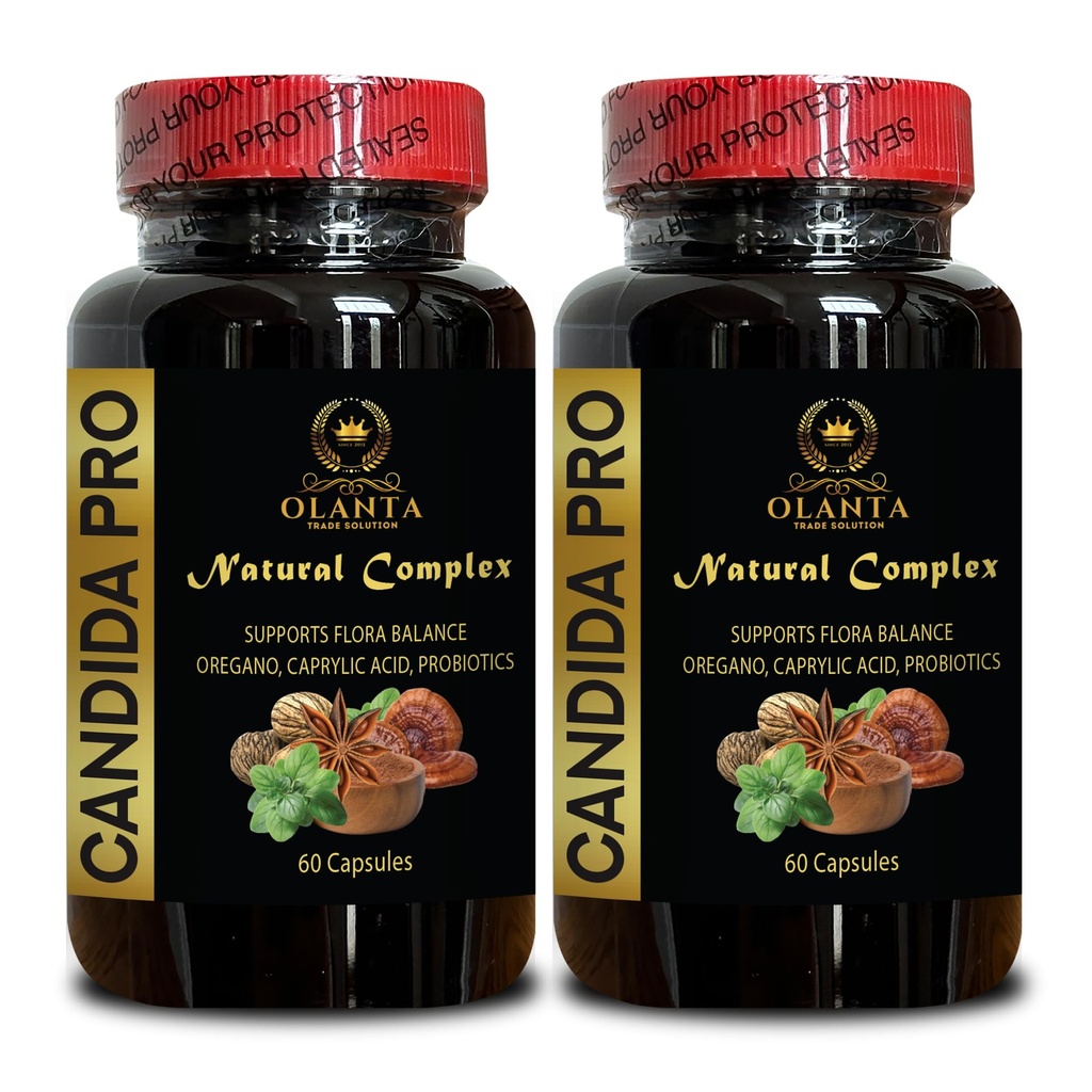 Candida Support Supplement - tablete za prebavne motnje, podpira zdravo črevesno floro in imunski sistem podporo z digestivnimi encimi - 2 steklenici 120 kapsul