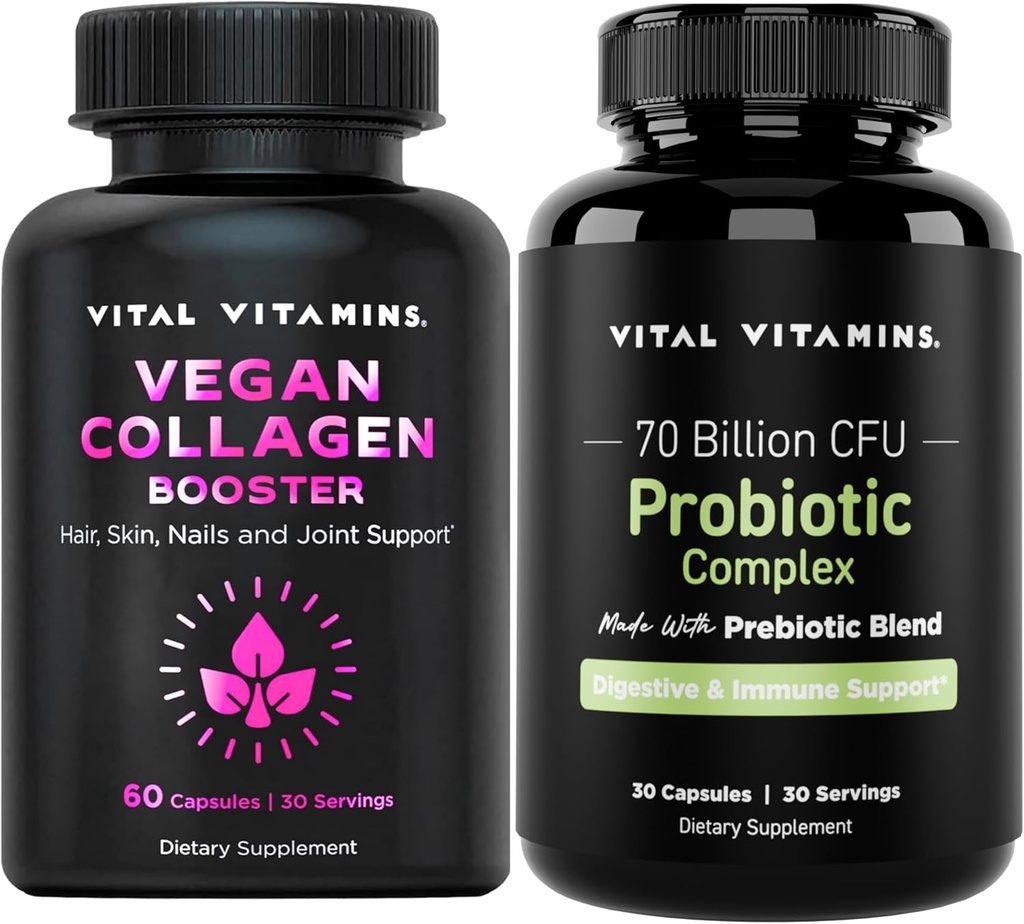 Vitalni vitamini Veganski kolagen Booster + probiotični kompleks