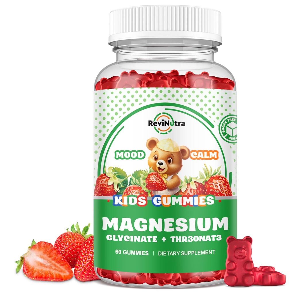Magnezijev kompleks Gumies- Calm Chewble Gumies za otroke in odrasle- Magnezijev Glicinat dodatek-w/Omega-3, Vitamin B6, D3- Podpora Calm Stress Relief, Kosti, Mood, Jagodna aroma
