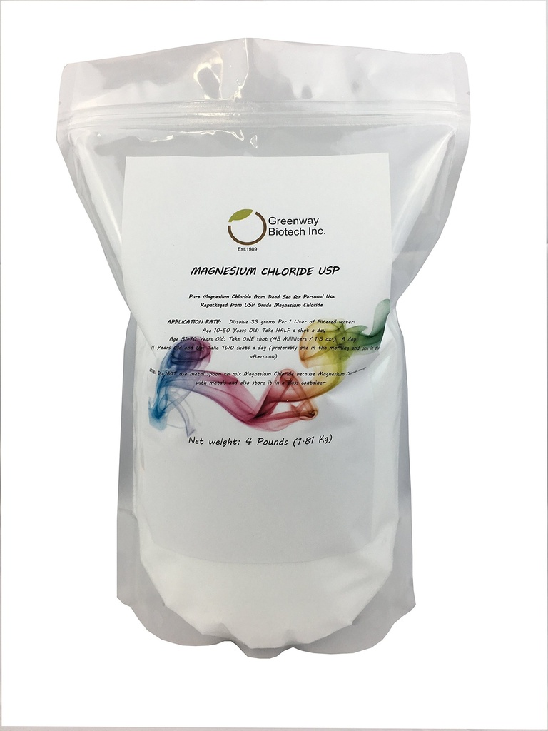 Greenway Biotech, Inc. Magnezijev klorid USP dodatek 100% Užitni Cloruro de Magnesio Kometni prašek (farmakevtična stopnja)- (4 funti)