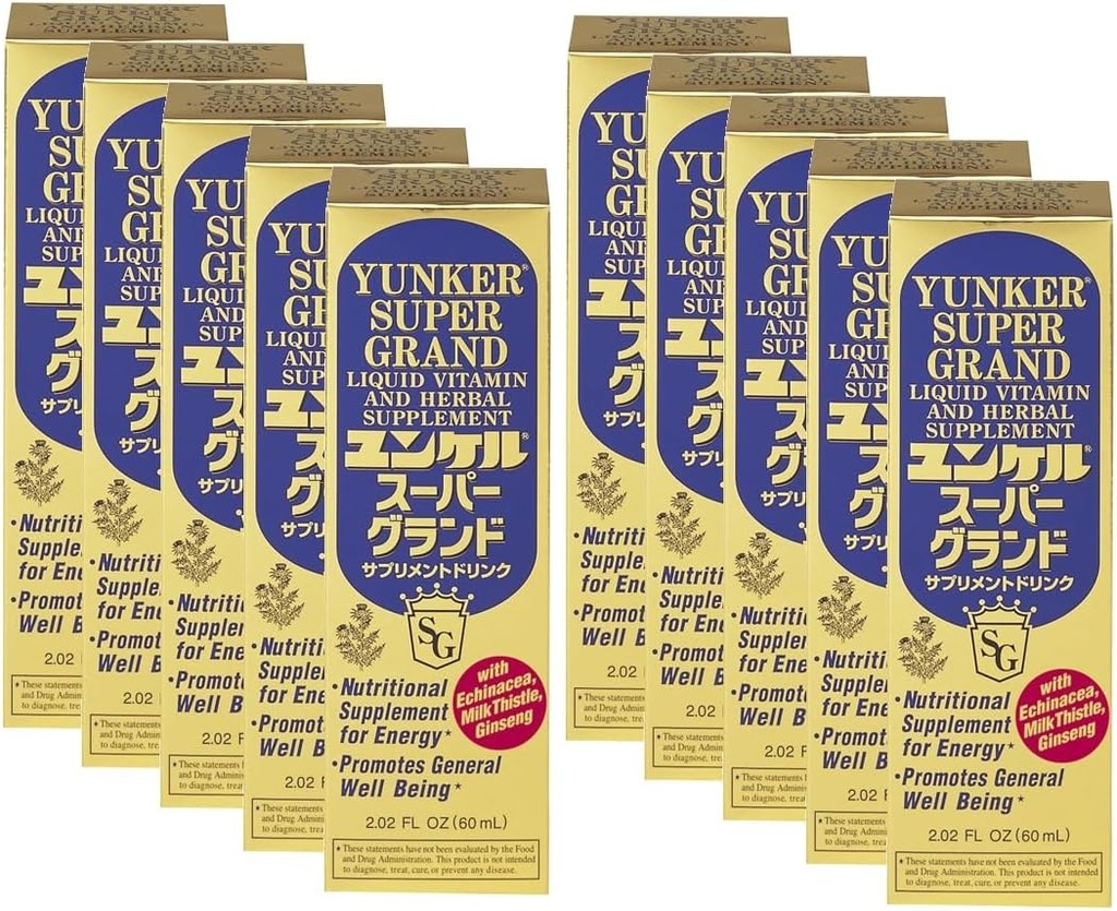 Super Grand, Liquid Vitamin & Zeliščni dodatek, nergije Zeliščni dodatki, Zeliščna energija Boost, zmanjšuje telesno utrujenost in utrujenost, 2.02 Fl oz, Izdelano na Japonskem (Pack of 10)