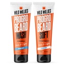 Divji Willies PROGRO Beard Shampoo and conditioner Kit - Fortified w/Caffeine & Biotin - Krepitev, Flake-free, vlažilni brade pranje in naprava za moške, 2 x 5oz cevi