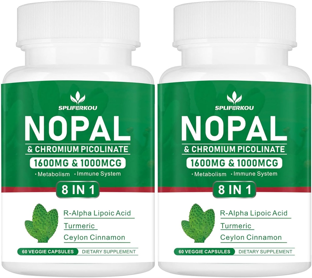Super nopal 1600mg, Prickly Pear dodatek z R-Alpha lipoična kislina, kurkuma,120 Kapsule (60 Serving)