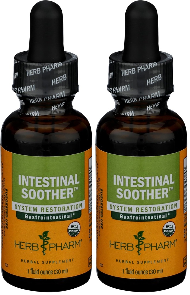 Herb Pharm Certified Organic Intestinal Soother Liquid Herbal Formula s kurkuma ekstrakt - 1 Ounce (FIS01) (Pack of 2)
