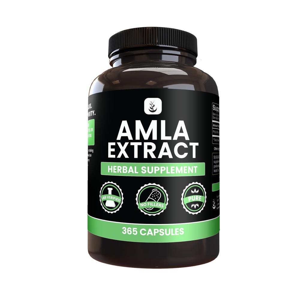 PURE POREKLA SESTAVINE Amla Extract (365 kapsul) Brez magnezija ali riževih polnil, vedno čista, laboratorij preverjen