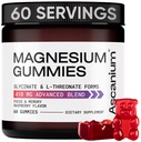 Magnezij Gumies - 410mg elementarnega magnezijevega glicinata in L-treonata dopolnilni kompleks - Vegan Magnezij Glycinate Gumies for Calm Mood, Muscle & Heart Support - Žvečljivi magnezij Gummy 60 kosov