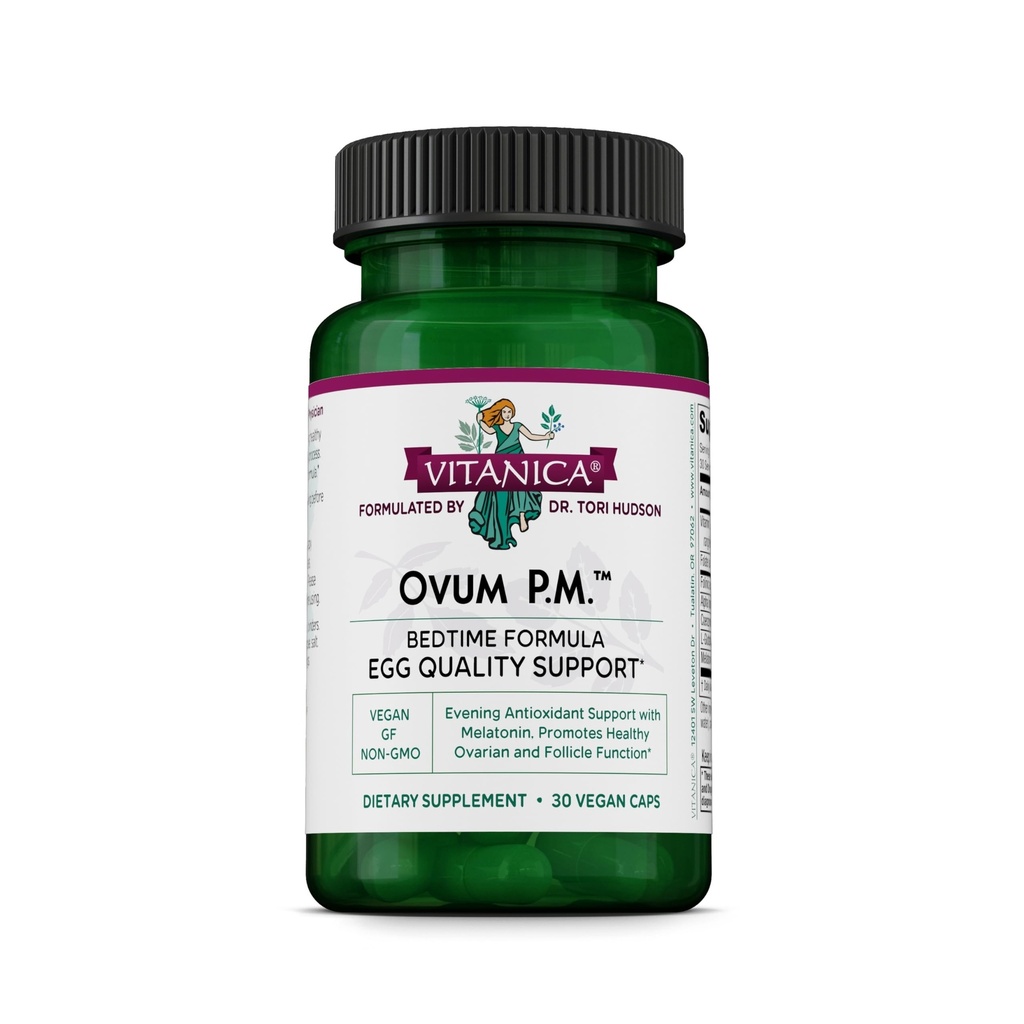 Vitanica Ovum P.M. - Podpora kakovosti jajc z vitaminom D3, alfa lipoična kislina & melatonin - deluje najbolje z Ovum A.M. - Zeliščni prehranski dodatek za zdravje žensk - Lady - 30 Veganske kapice
