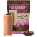 Bombni proteini Co. Bomb Rastline, Beljakovine Powder z 21 g beljakovin, aminokisline, nič sladkorja, Pea Protein, Kakavova zrna, semena Chia, Bučna semena, Sadje Vanilla & Monk, Brez glutena, Čokoladne arome, 20 Srvgs
