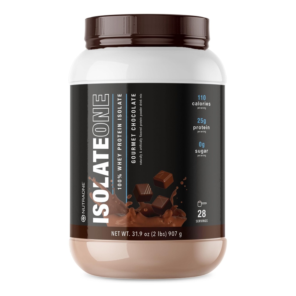 NutraOne izolatOne sirotkin izolat Proteini v prahu 100% čisti sirotkin izolat v prahu (Gourmet čokolada - 2 funta)