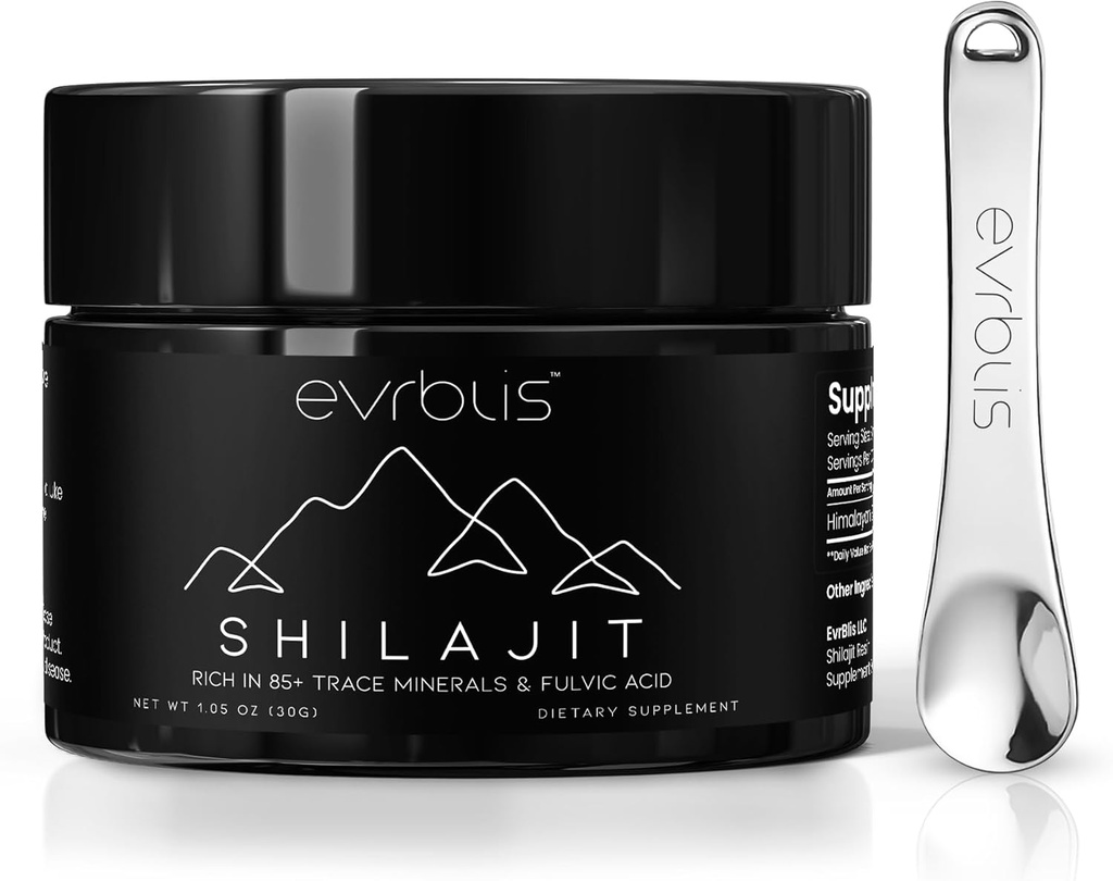 Čisti himalajski organski shilajit Resin, Max Potency Gold stopnje Shilajit dodatek za moške in ženske Naravna energija Boost & Imunska podpora z 85+ Trace Minerali & Fulvic Acid (30 Grams, 60 Serving).