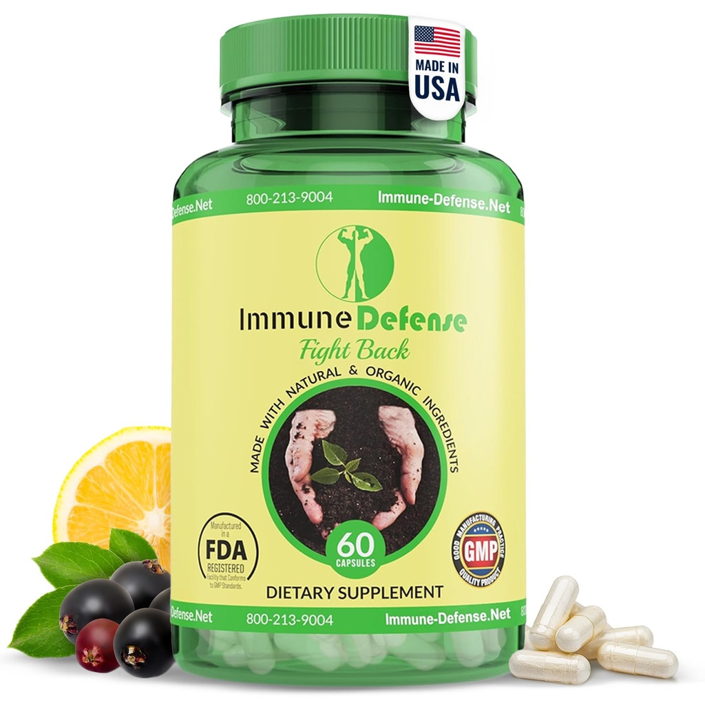Imunska podpora - Naravni in organski imunski spodbujevalci za odrasle - Imuniteta Podpora z vitaminom C in vitaminom D, česen, ingver, limono, bezgovino, selenom in cinkom - 60 kapsul