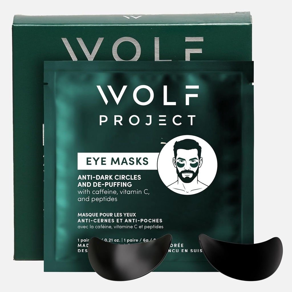Wolf Project Under Eye Patches (5 parov) za temne kroge, Puffy Eyes, in gube - s kofeinom, vitaminom C in peptidi. Pod očesnimi maskami zmanjšajte utrujene oči in pod očmi