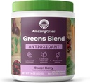 Neverjetno travnato zelena mešanica antioksidant: Super zeleni v prahu Smoothie Zmešamo z organskim Spirulina, Pesa koren v prahu, Bederberry, borovnica, Prebiotiki in probiotiki, Sweet Berry, 30 Servisi (Packageing May Vary)
