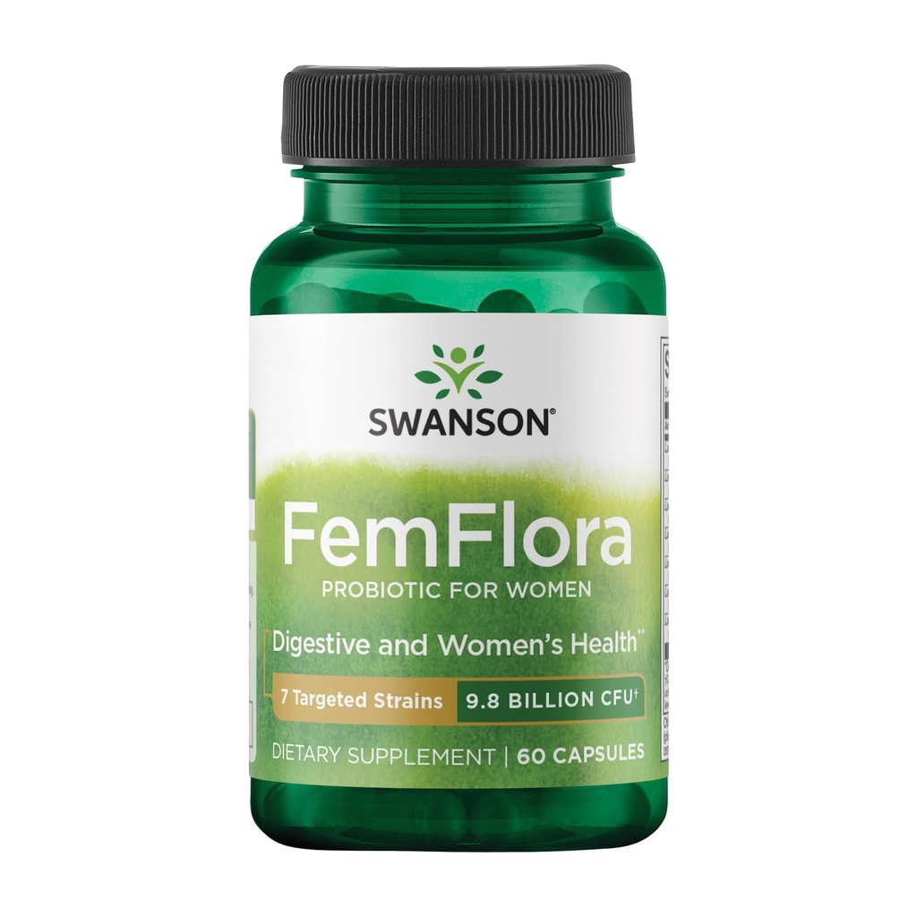 Swanson FemFlora - femininski probiotični dodatek, ki podpira floro ust, GI Tract in Vagina - probiotiki za ženske z 9 milijardami CFU na kapsulo - (60 kapsul)