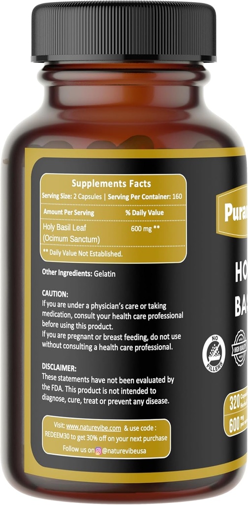 Holy Basil Premium 320 Kapsule Non GSO in Gluten brezplačno 