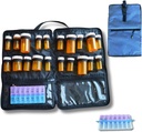 Travel Medicine Bag – Medicine Travel Bag & Organizer – Secure Bag for Medicine Travel with Lockable Zippers – Prostorna Medicine Shramba za recepte, tablete in medicinske potrebščine, Modra