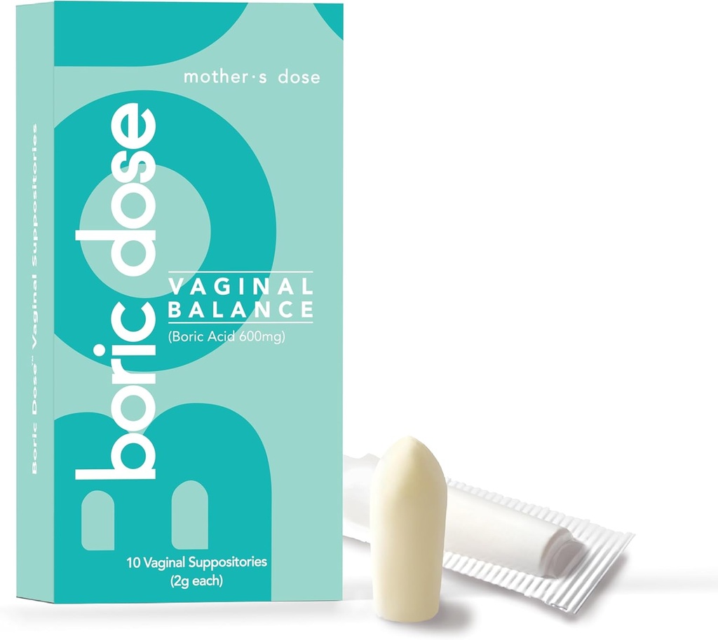 Matere Dose Boric Acid Suppositorys - Ohranja in ravnovesja zdravo Vaginal pH, Upravlja Odor, Hidrati, & Vlažilne. ZDA Made z dodanim kakavovim maslom in kokosovim oljem