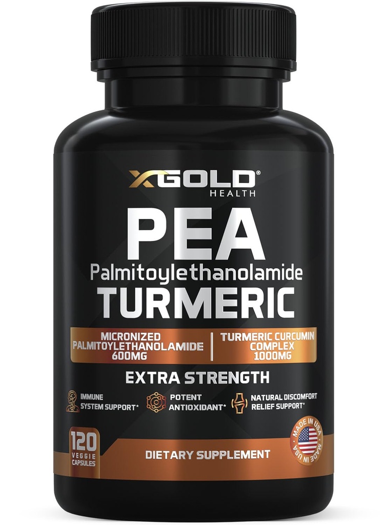 Pea Palmitoyletanolamid + Turmeric Curcumin Complex – 1600mg Micronized 99% & 95% kurkuminoidi – Visoka moč skupna podpora, Mobilnost in Comfort – Made in USA
