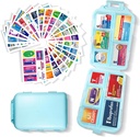 Organizator tablete z medicinskimi nalepkami 161 Nalepke Travel Daily Pill Container Mini Medication Organizator Shranjevanje Tablete Organizator Travel Essentials Pill Primer 7 Day (modra, 1 Pack)