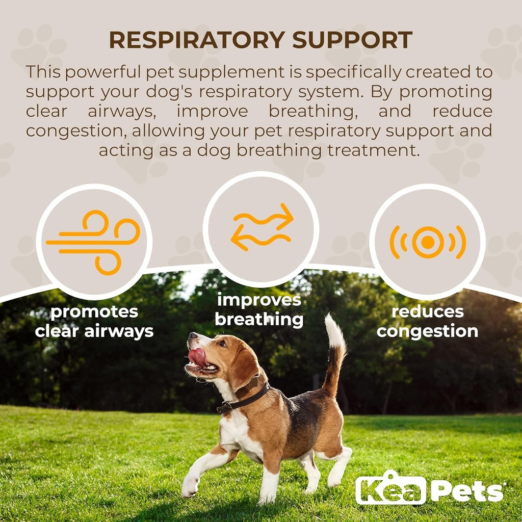 Doggie Condiments Pet Respiratorna podpora Naravni pasji dodatek za optimalno dihanje psov, čistih Sinuze, Kašljanje, Sneesing in prebavne olajšave za pse