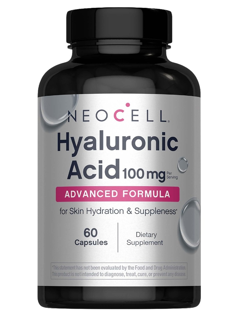 NeoCell Hyaluronic Acid Kapsule, Essential Lubrican, Podpira Hidracijo tkiva, Gluten prost, 60 Število, 1 steklenica