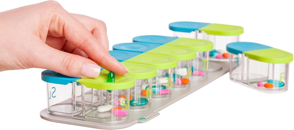 Sagely Smart Active Tedenske tablete Organizator- AM/PM tablete Planner z brezplačno aplikacijo in 7 Odstranljive kapsule