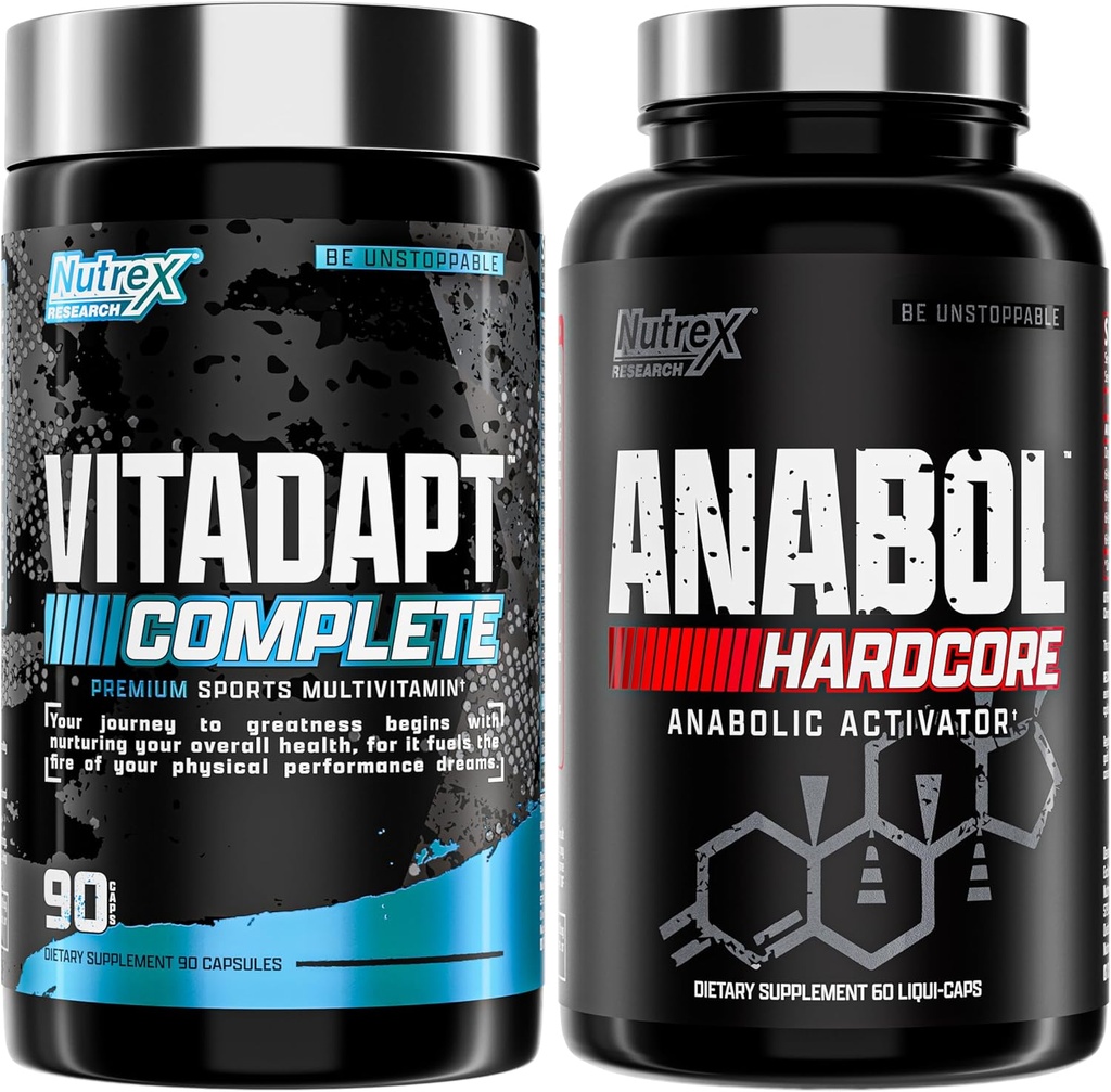 Nutrex Research Anabol Hardcore & Vitadapt Complete Sports Multivitamin z KSM-66 Ashwagandha