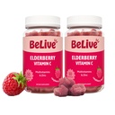 BeLive Elderberry Gumies z cinkom in vitaminom C - Imunska podpora dodatek z vitaminom D, A, E, B12 - Gumies za zdrave kosti & Zobje, Vegan, Keto & Non-GMO - Raspberry Flavor 