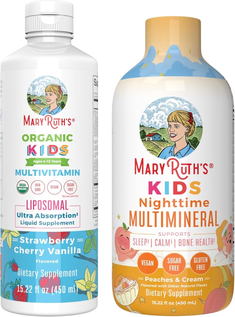 MaryRuth's Nighttime Multimineral (Peaches & Cream) in multivitaminski liposom (Strawberry Cherry & Vanilla) za otroke 