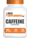 BulkSupplements.com Kofein 200 mg Kapsule - dopolnila kofeina, tablete kofeina 200 mg - za energetsko podporo, 1 kapsula kofeina na serviranje, 120 kapsul (paket po 1)