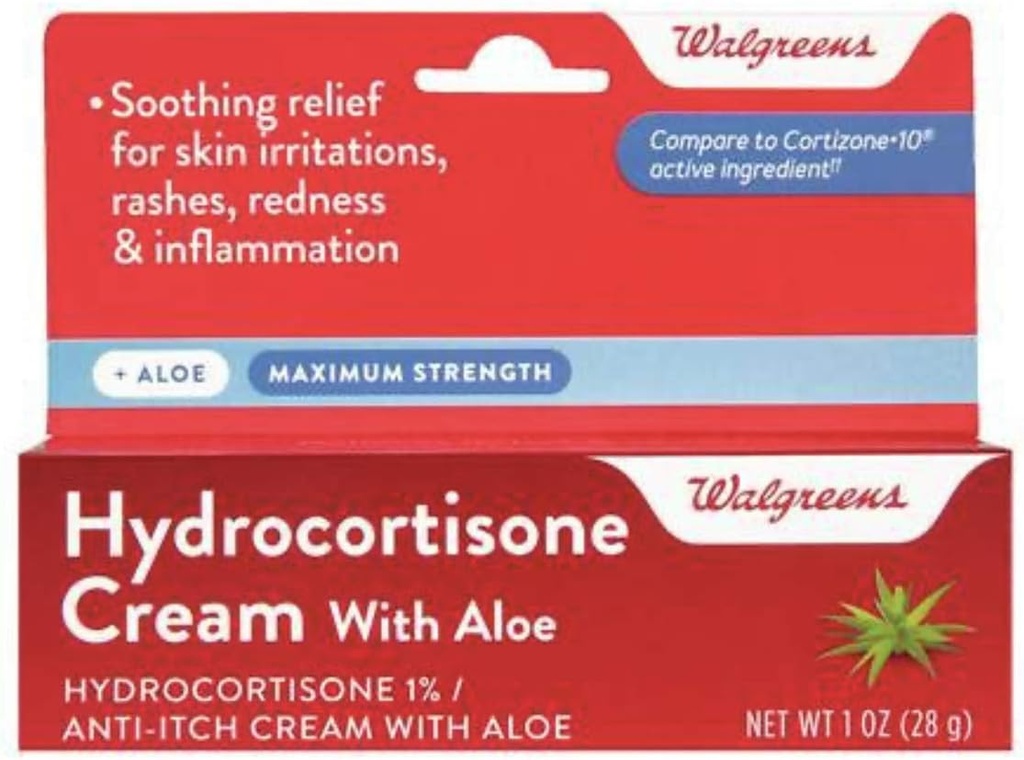 Walgreens Hidrokortizon z Aloe Cream 1% Maximun moč