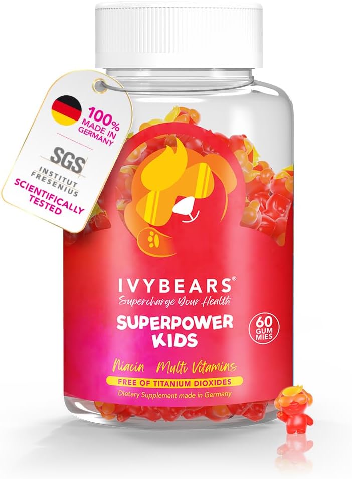 IvyBears® Superpower Kids - multivitaminski gumiji za imuno podporo - Okrepiti otroški imunski sistem z vitamini C, D2, B6, A - popolnoma naravno Berry-Flavored - nemško-Made Daily dodatek