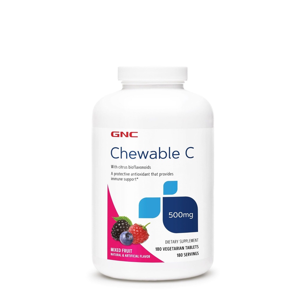 GNC Vitamin C 500mg, Zagotavlja imuno podporo, mešano sadje, 180 Serving