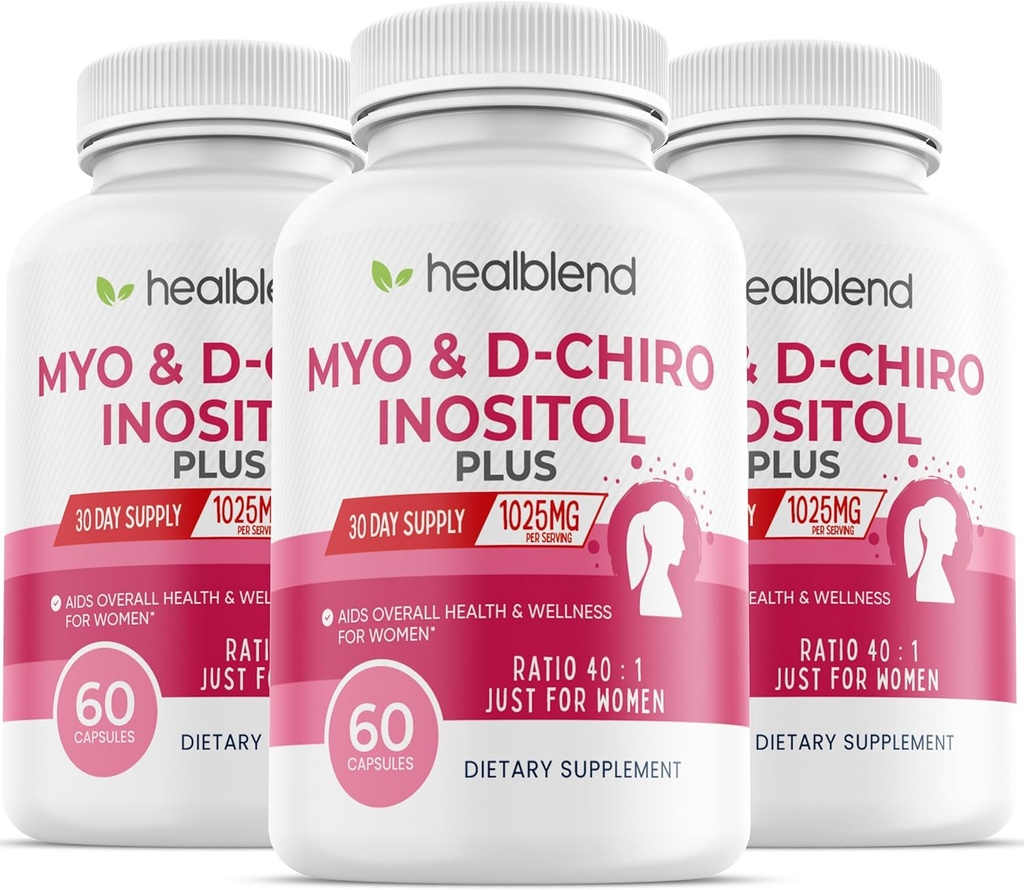 Myo & D-Chiro Inositol Plus dodatek mešanica, hormonsko ravnovesje, zdravo ovulacijo in splošno podporo za dobro počutje za ženske, plodnost in zdravje nosečnosti (3 paket)