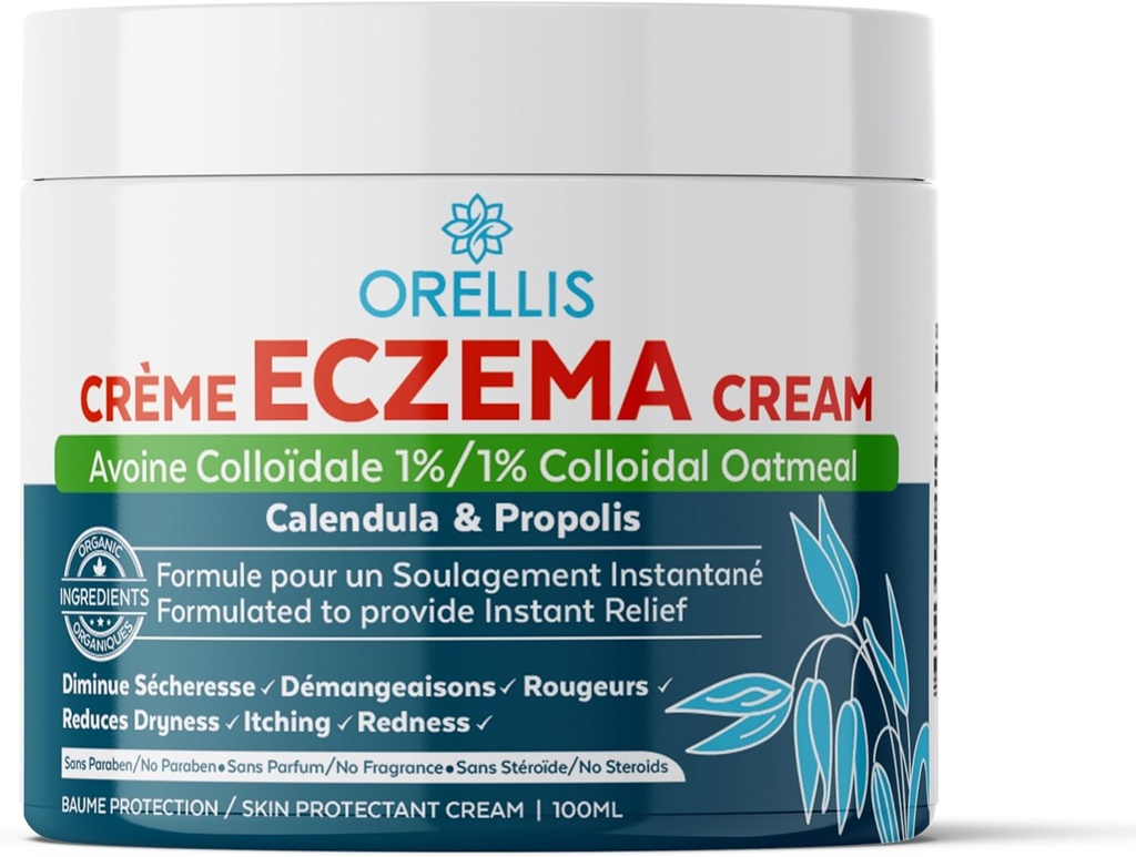 Eccema krema z organsko koloidno ovseno kašo, Calendula & Propolis, naravna ekcema relief mazilo obraz & telo. Instant Srbečica Relief, Dermatitis Lotion Otroci in odrasli. Pomirjevalo za kožo.