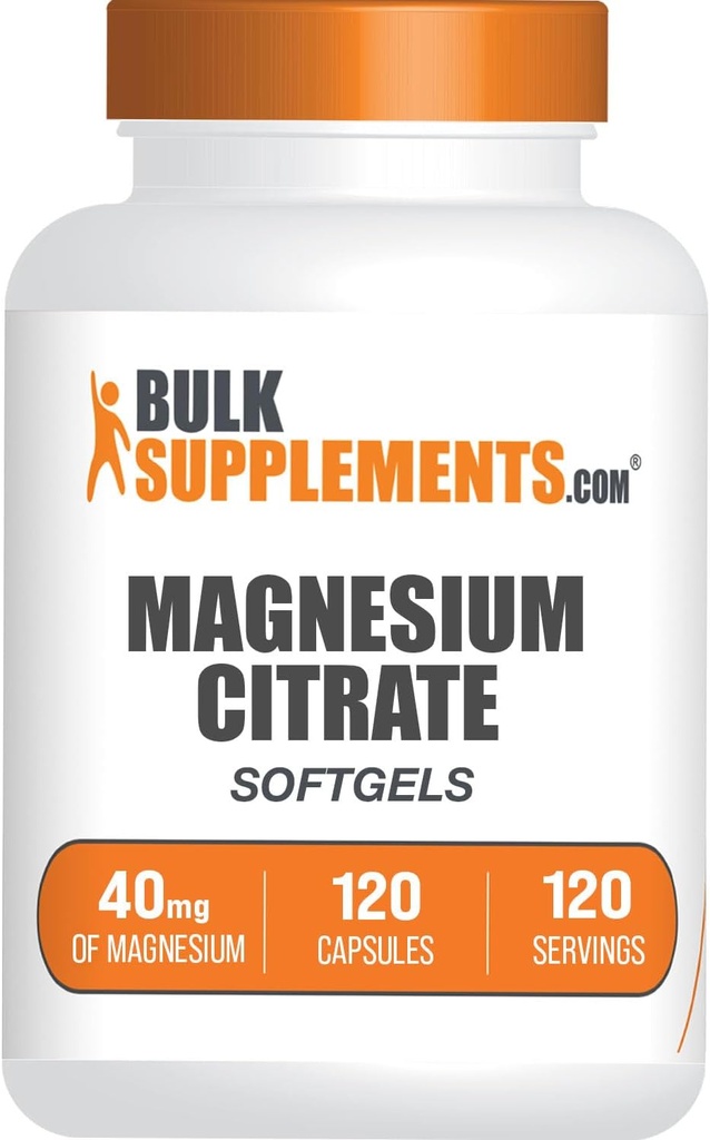 BulkSupplements.com Magnezijev Citrat Softgels - Magnezijev dodatek, Magnezijev Citrat dodatek - Gluten Free, 1 Softgel na serviranje (40mg magnezija), 120 Število (Pack od 1)