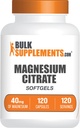 BulkSupplements.com Magnezijev Citrat Softgels - Magnezijev dodatek, Magnezijev Citrat dodatek - Gluten Free, 1 Softgel na serviranje (40mg magnezija), 120 Število (Pack od 1)