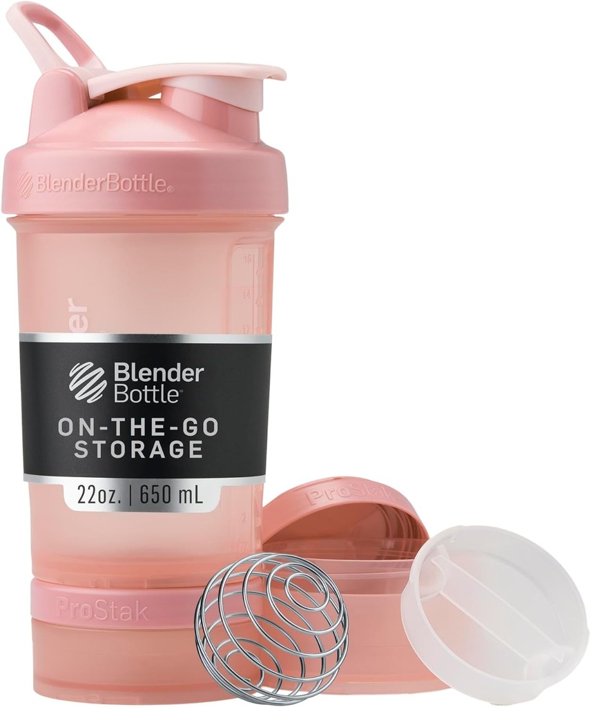 BlenderBottle Shaker steklenička z tablete Organizator in shranjevanje za beljakovine v prahu, Classic V2 ProStak System, 22-Ounce, Rose Pink