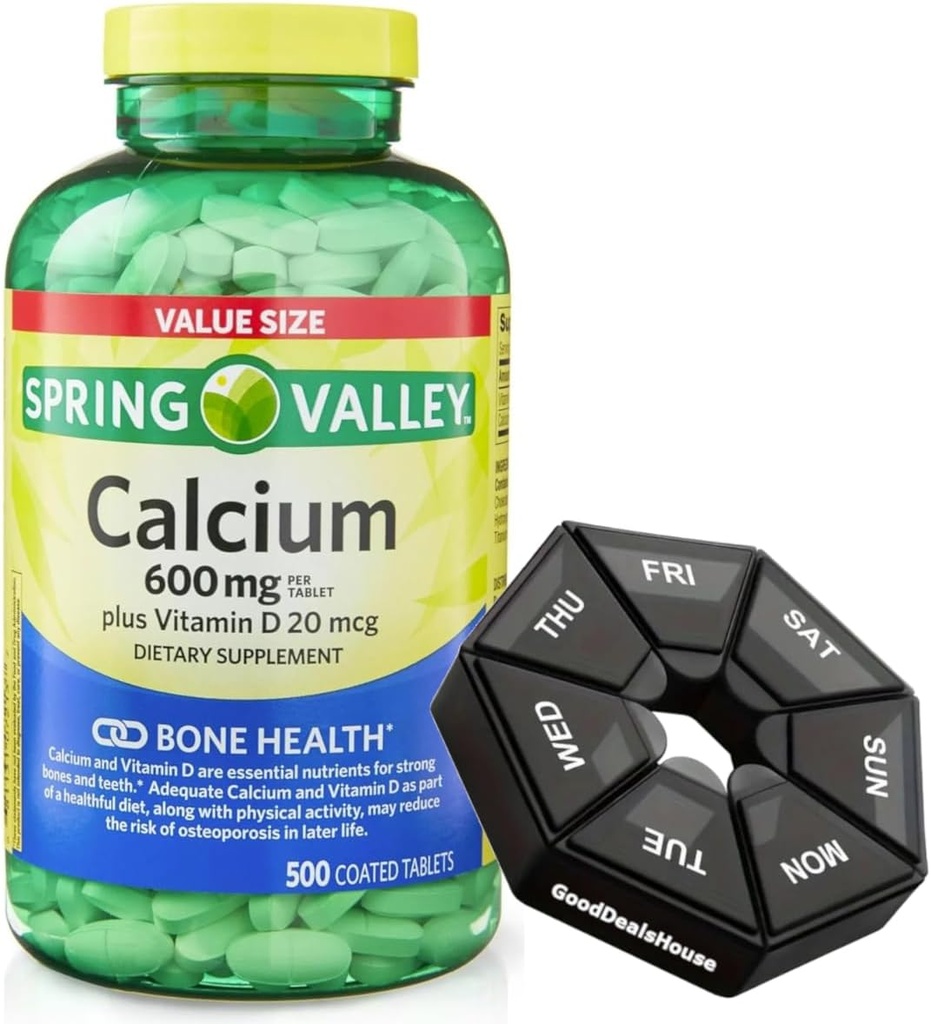 Spomladi - Valley Calcium 600 mg + Vitamin D 20 μg - 500 število z tedenske tablete Organizator GoodDealsHouse - Bone Health Dodatne tablete