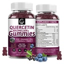 Quercetin Gummies z bromelainom 2378mg - mešanica z borovnico, Echinacea Purpurea Extract, cink, vitamin C, D3,K2, Kompleksna podpora Imuni, Kardiovaskularno in dihal, Vegan Gummy za odrasle & Kid
