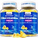 Glukozamin brez sladkorja Polni gumiji - Glukozamin dodatek Plus Chondroitin, MSM, Kurkuma, Boswellia, Hyaluronska kislina, Vitamin D3 & cink, 120 Gummies, 60 Serving