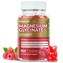 Magnezij Glycinate Gumies 1000mg, Sladkor brez Magnezij Kalij Dodatki Žvečljivi za odrasle z L-treonat za spanje, Podpora telesu in sprostitev,90 Raspberry Gumies