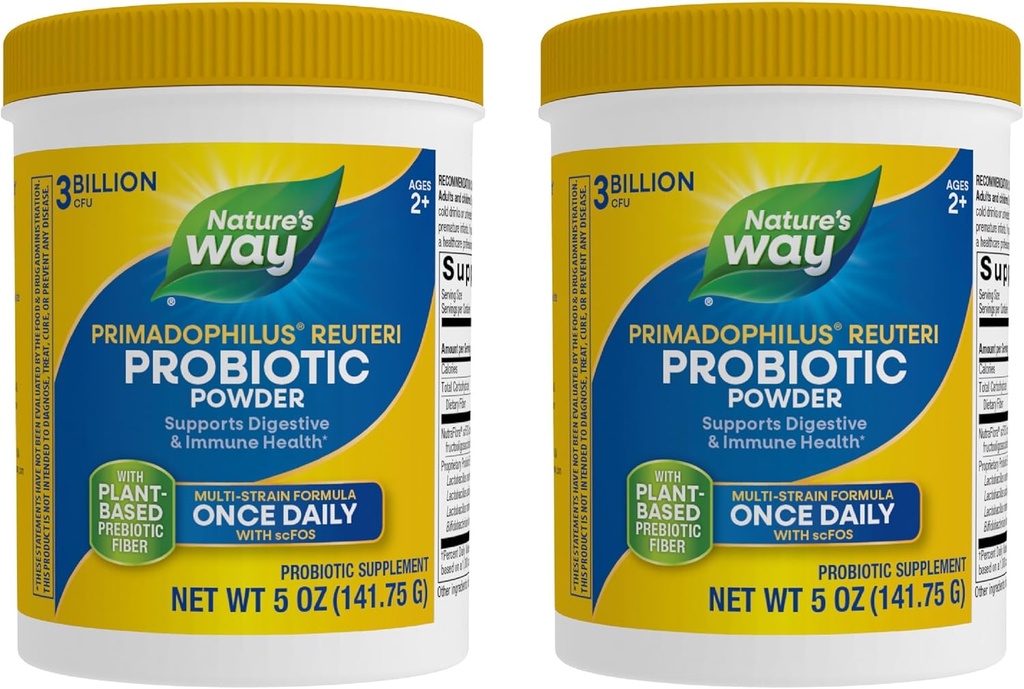 Primadophilus Primadophilus Reuterio Probiotic Powder, podpira prebavno in imuno zdravje*, multi-stream Formula, s prebiotiki, 3 milijardami živih kultur, 5 Oz (Packaging May Vary) - 2 paket